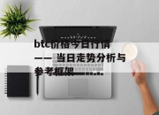 btc价格今日行情 —— 当日走势分析与参考框架